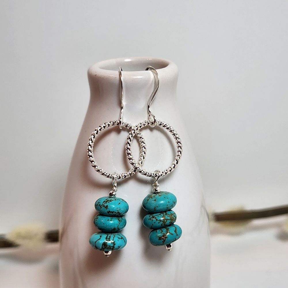 Magnesite Handmade Earrings on Sterling Silver French Earwires, Boho, So…